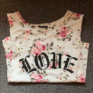 Forever 21 cropped floral love tee